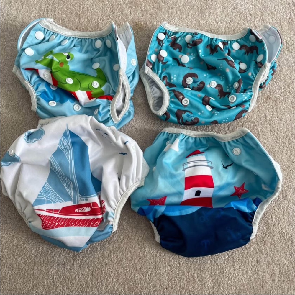 Blue and White Kids Reusable Swim Diapers